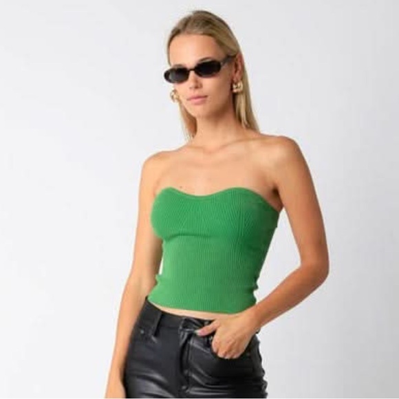 Green Petal & Pup strapless tube top. - Picture 1 of 7